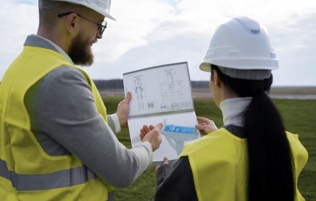 Engineers evaluating land