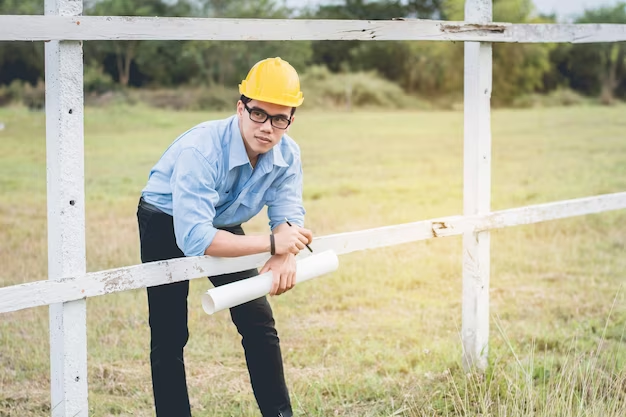 Man with a hard hat holding a rolled document