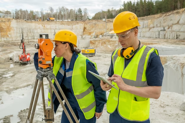 Topographer at a construction site